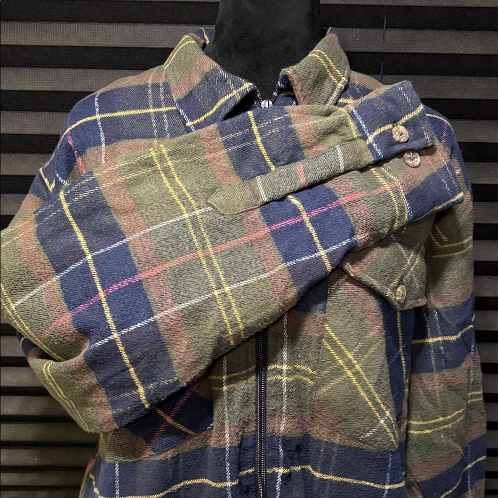 Northern Expedition Limited Men’s Green Plaid Heavyweight Zip Front Flannel MED - Picture 4 of 10